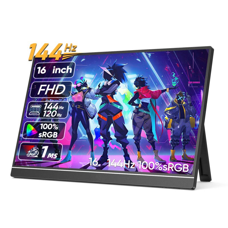 จอภาพแบบพกพาขนาด 16 นิ้ว 144Hz หน้าจอแสดงผล IPS สำหรับคอมพิวเตอร์แล็ปท็อป