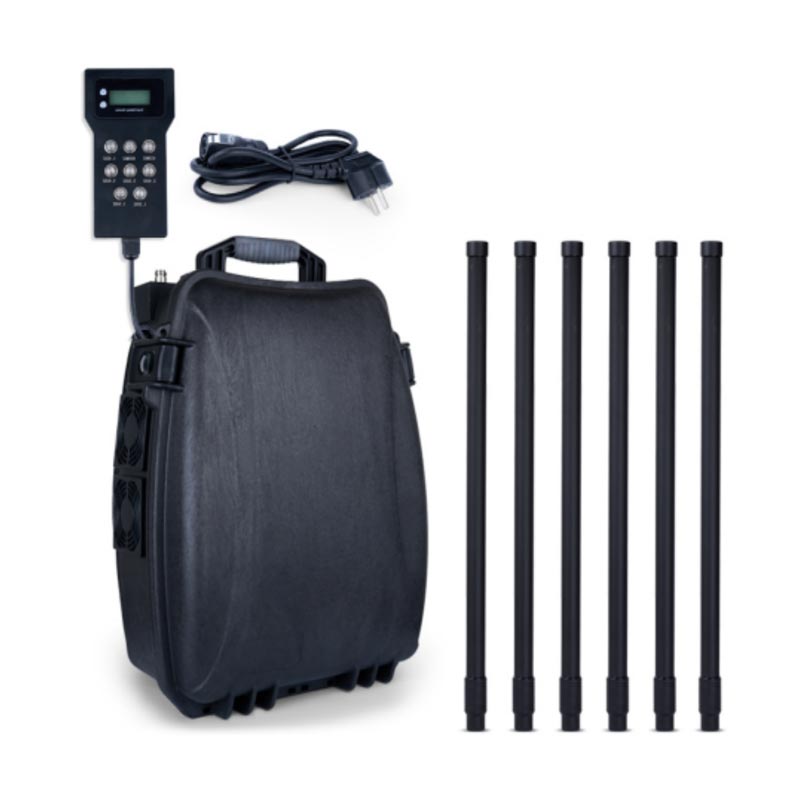 7 เสาอากาศวง Black Drone Defense Backpack Anti Drone Jammer